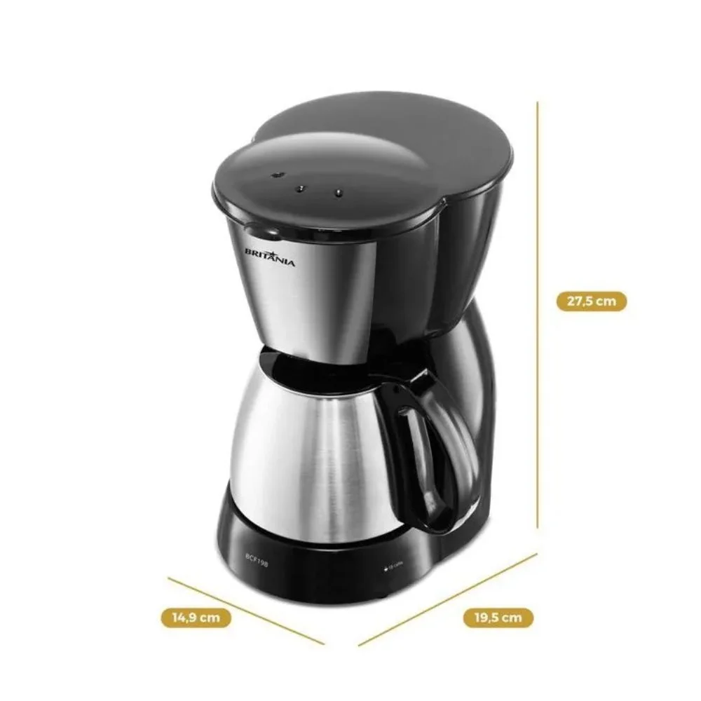 Imagem 3 de 5 do produto Cafeteira Britânia 18 Cafezinhos Bcf19b 550w - 220v