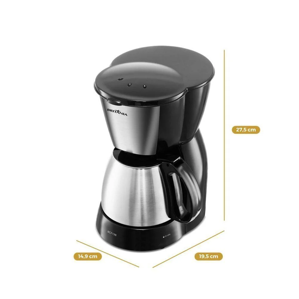 Imagem 4 de 5 do produto Cafeteira Britânia 18 Cafezinhos Bcf19b 550w - 220v