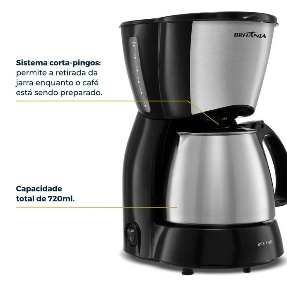Imagem 5 de 5 do produto Cafeteira Britânia 18 Cafezinhos Bcf19b 550w - 220v