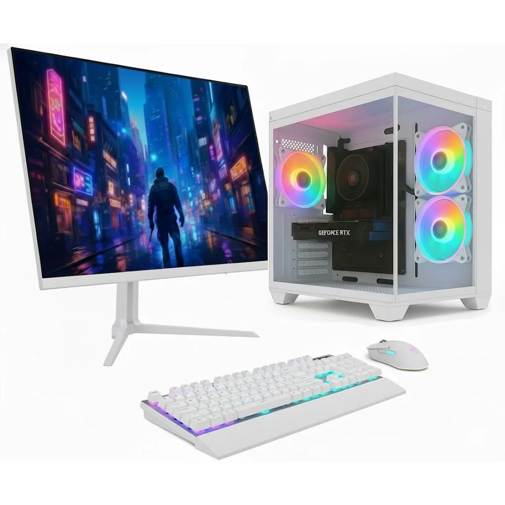 PC Gamer Balão.info Apex, Amd Ryzen 5 5500, Geforce RTX 5060 8GB, 16gb Ddr4, SSD 1TB M.2, Monitor LED 24" 180hz Branco Sap218