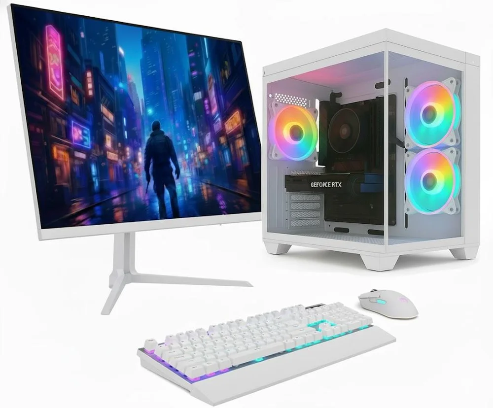 PC Gamer Balão.info Apex, Amd Ryzen 5 5500, Geforce RTX 5060 8GB, 16gb Ddr4, SSD 512gb M.2, Monitor LED 24" 180hz Branco Sap217