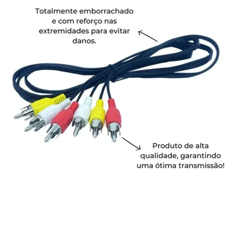 Imagem 4 de 5 do produto Cabo Audio Video 3 X 3 Rca 1,5mt Resistente