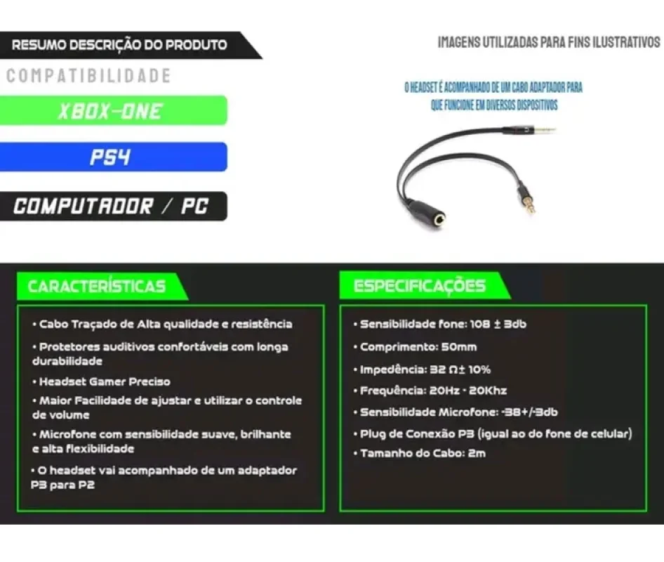 Imagem 3 de 3 do produto Fone Gamer Headset Alta Qualidade