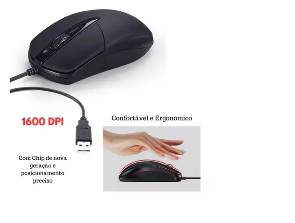 Imagem 3 de 3 do produto Mouse Com Fio Office Preto