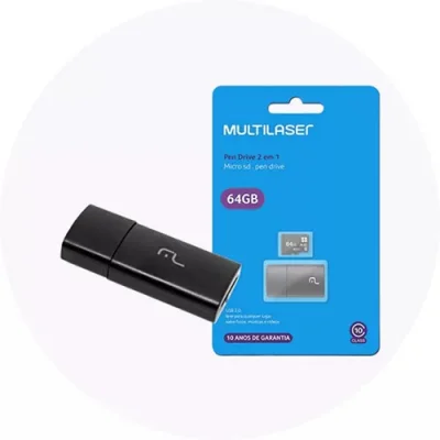 Pen Drive 2x1 Mc164 Leitor Usb + Micro Sd 64gb