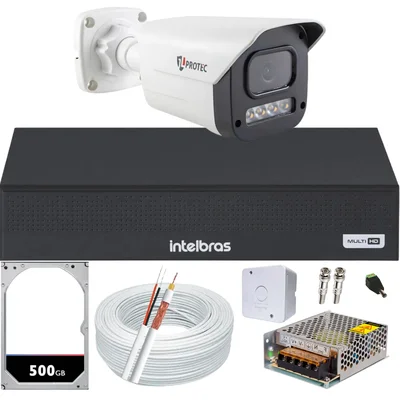Kit 1 Câmera 1080p Full Color C/áudio Dvr Intelbras 4ch 500gb