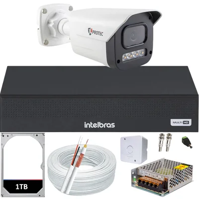 Kit 1 Câmera 1080p Full Color C/áudio Dvr Intelbras 4ch 1TB