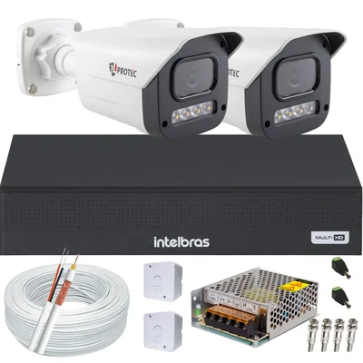 Kit 2 Câmeras 1080p Full Color C/áudio Dvr Intelbras 4ch S/hd