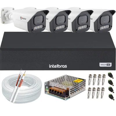 Kit 4 Câmeras 1080p Full Color C/áudio Dvr Intelbras 4ch S/hd