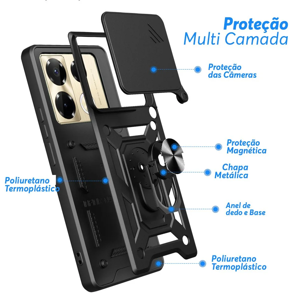 Imagem 2 de 5 do produto Capa Militar P/ Infinix Note 40 5g - Capinha Case Protetora Anti Impacto Queda Armadura Resistente