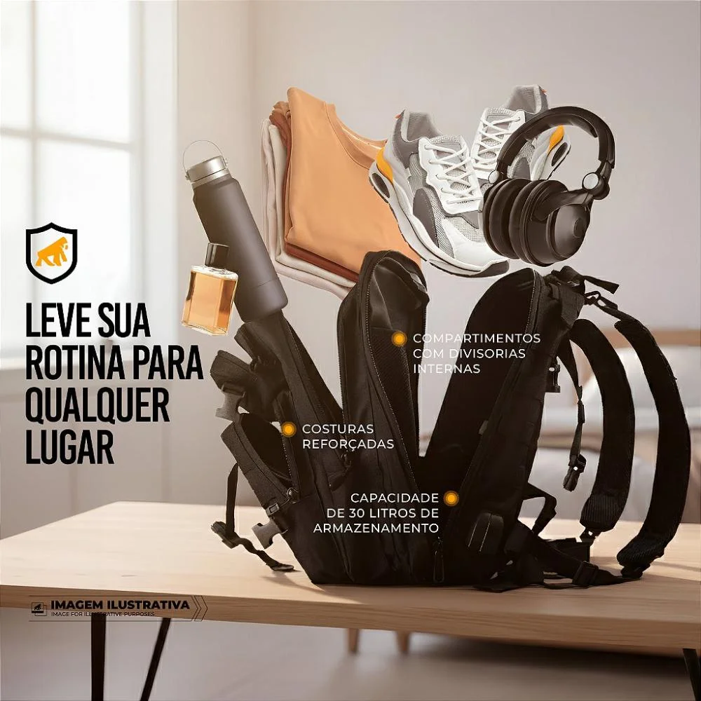 Imagem 2 de 5 do produto Mochila Tática 30l Com Entrada Usb-a, P2 E Capa De Chuva Integrada - Raptor - Gshield