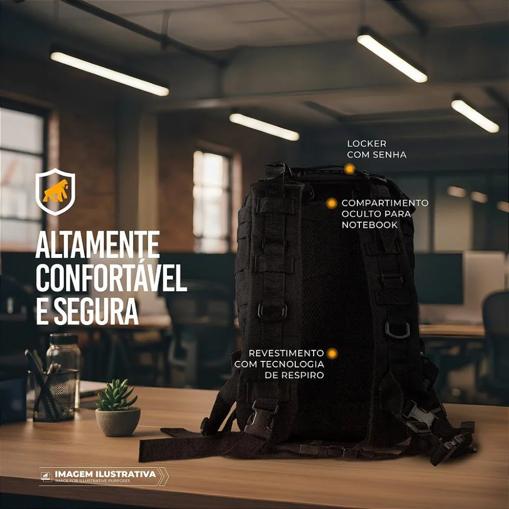 Imagem 3 de 5 do produto Mochila Tática 30l Com Entrada Usb-a, P2 E Capa De Chuva Integrada - Raptor - Gshield