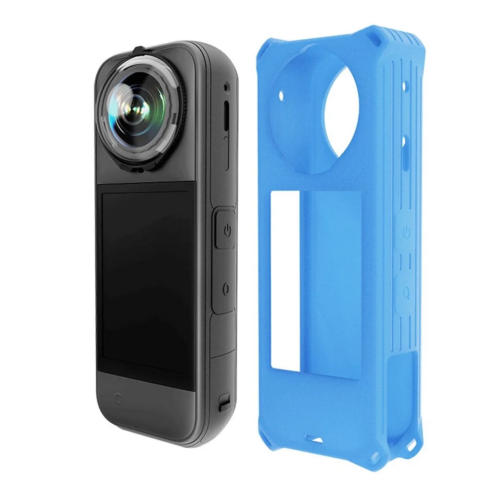 Imagem 2 de 3 do produto Capa De Silicone Com Protetor De Lente Para Insta360 X5 Cor:azul