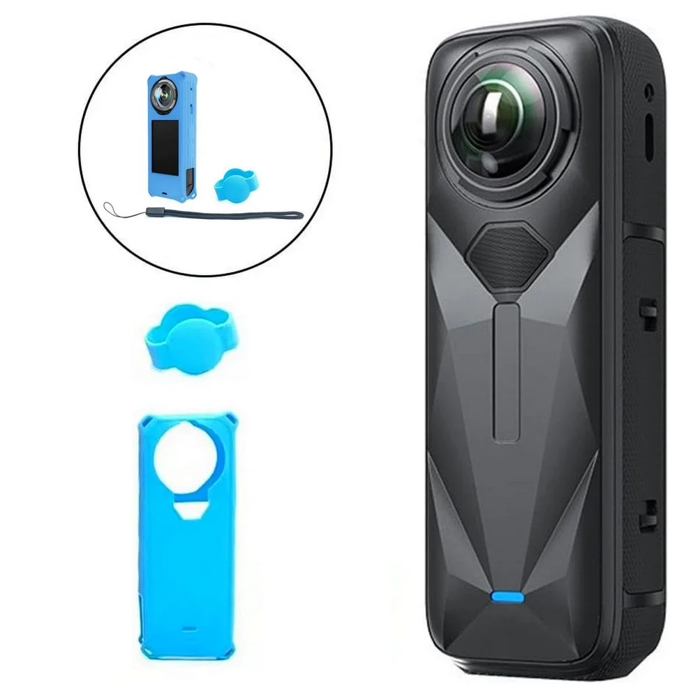 Imagem 3 de 3 do produto Capa De Silicone Com Protetor De Lente Para Insta360 X5 Cor:azul