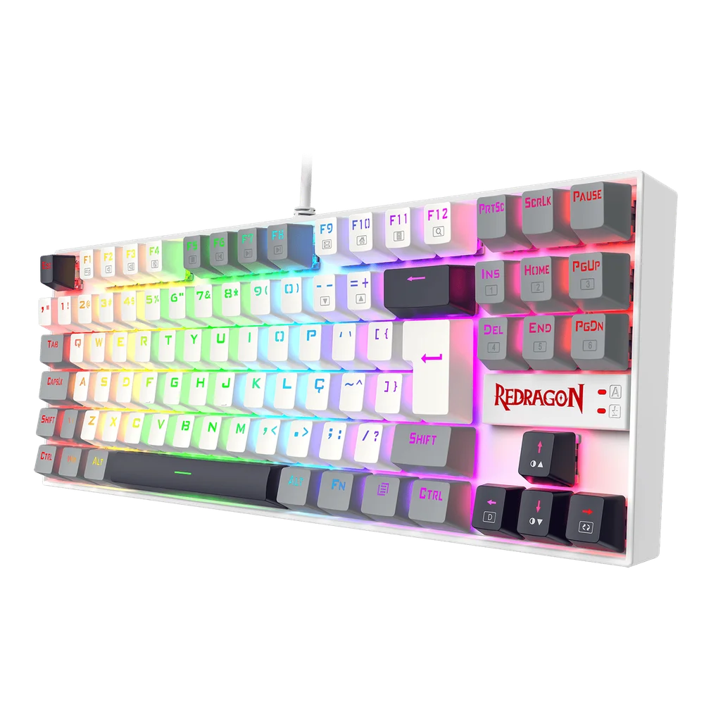 Imagem 2 de 5 do produto Teclado Mecânico Gamer Redragon Kumara RGB Branco,preto E Cinza,switch Marrom, K552wgl-RGB Pt-brown