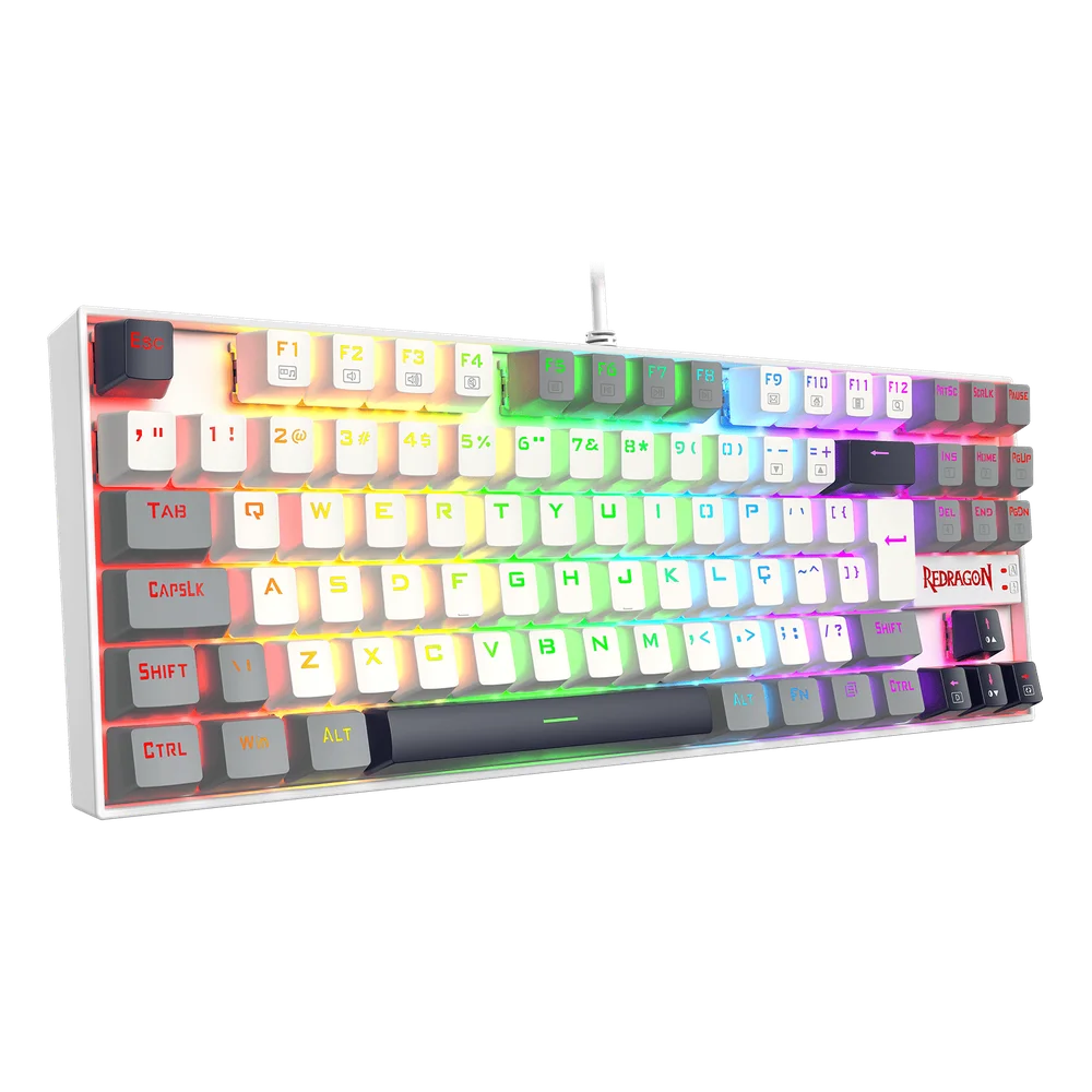 Imagem 4 de 5 do produto Teclado Mecânico Gamer Redragon Kumara RGB Branco,preto E Cinza,switch Marrom, K552wgl-RGB Pt-brown