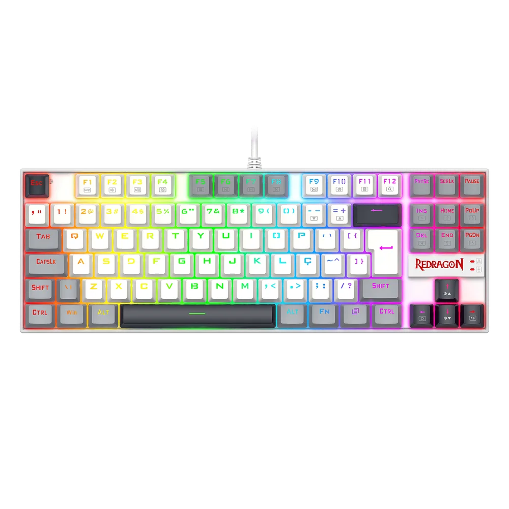 Imagem 5 de 5 do produto Teclado Mecânico Gamer Redragon Kumara RGB Branco,preto E Cinza,switch Marrom, K552wgl-RGB Pt-brown