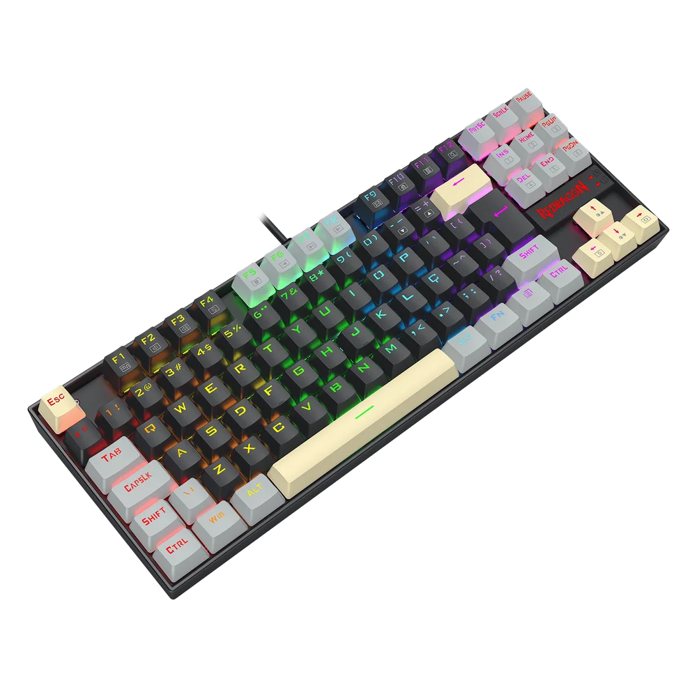 Imagem 3 de 5 do produto Teclado Mecânico Gamer Redragon Kumara RGB Preto,cinza,amarelo Switch Marrom K552lgy-RGB