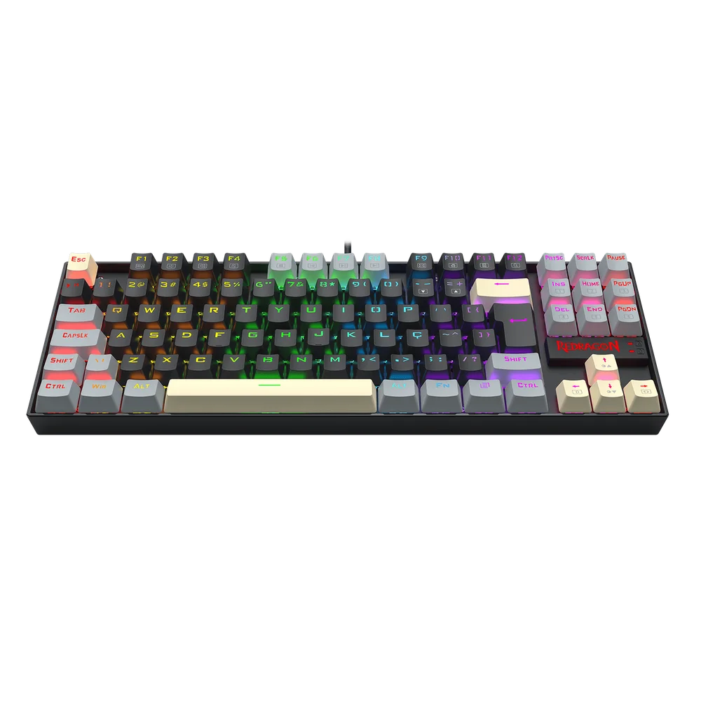 Imagem 5 de 5 do produto Teclado Mecânico Gamer Redragon Kumara RGB Preto,cinza,amarelo Switch Marrom K552lgy-RGB