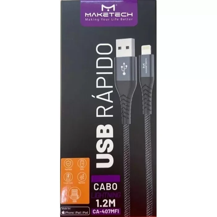 Imagem 3 de 4 do produto Cabo Lightning Ca-407mfi Grafite Maketech - 553184