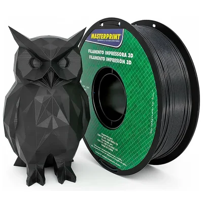 Filamento para impresora 3D PLA 1.75mm 1Kg Preto Masterprint  Impressão Precisa  Padrão Profissional