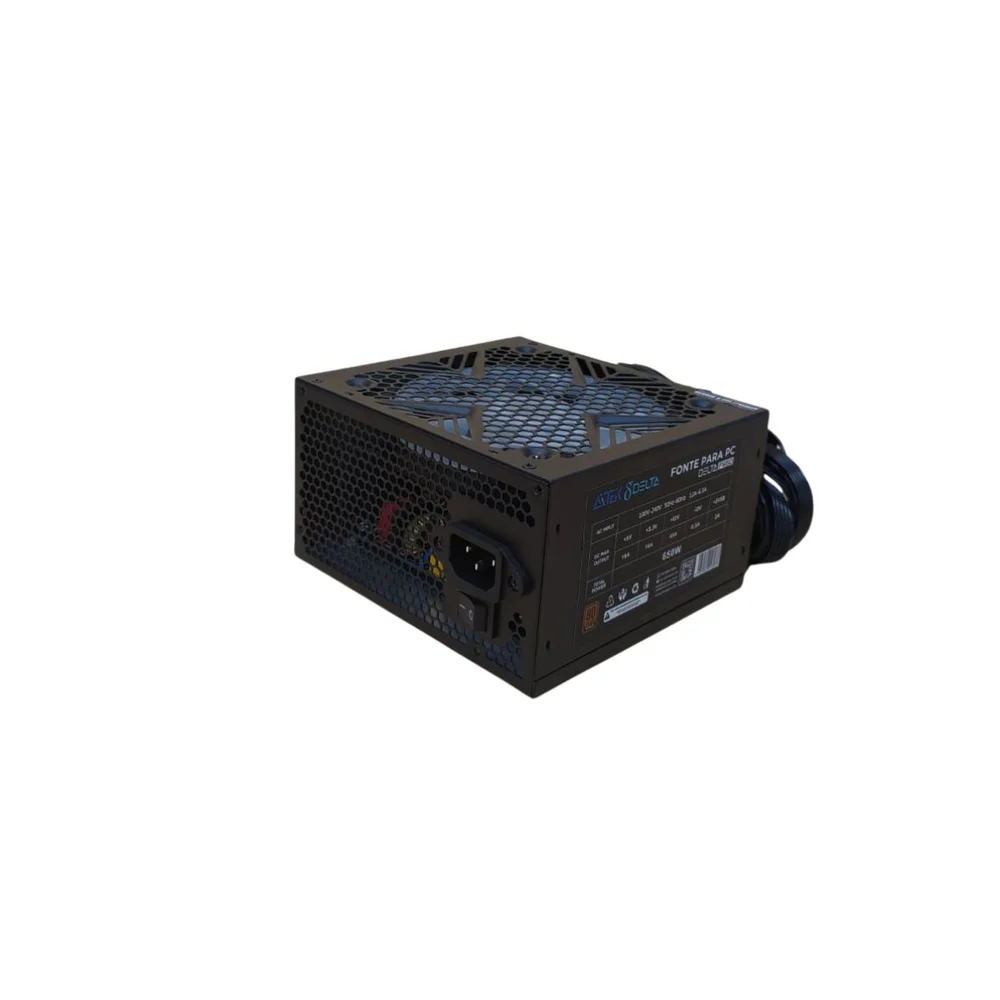 Imagem 2 de 5 do produto Fonte Gamer 650w Reais 80 Plus Bronze Pfc Ativo Com Ventoinha RGB Bivolt