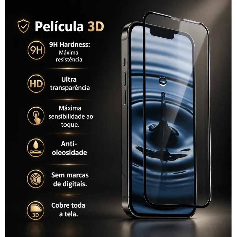 Imagem 3 de 5 do produto Película De Vidro 3d Premium Compatível Com Motorola G35 / G36 / G75 / G05 / G15 / G56 E Realme C75 / C55 / C65 / C67 5g