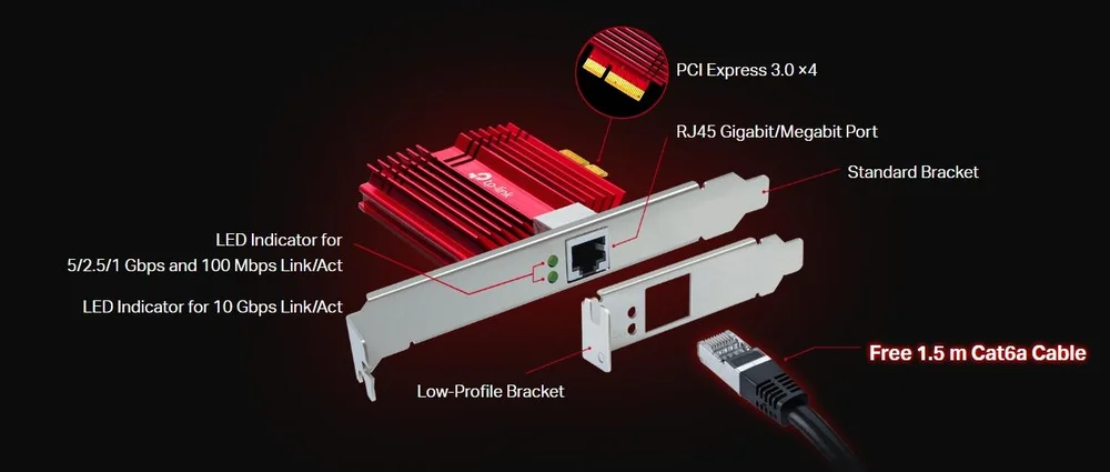 Imagem 2 de 5 do produto Adaptador De Rede Tp-link Tx401 PCi Express 10 Gigabit