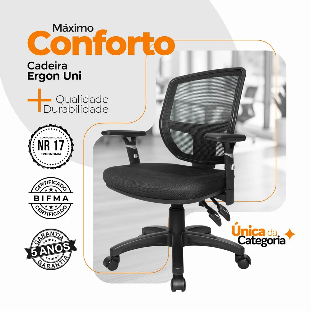 Cadeira De Escritório Diretor Oficial Ergon Uni - 1 Cadeira De Escritório Diretor Oficial Ergon Uni - 1