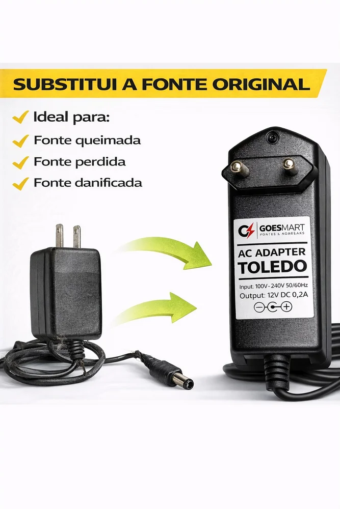 Imagem 2 de 5 do produto Fonte Carregador 12v 0,2a Compatível  Balança ToLEDo Prix