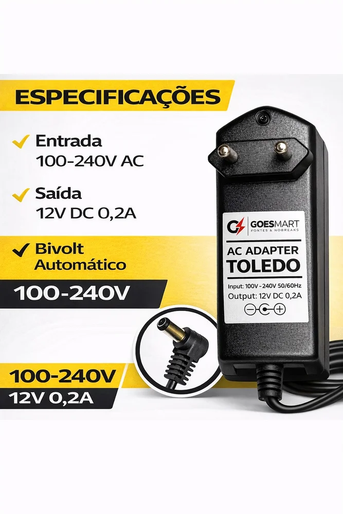 Imagem 3 de 5 do produto Fonte Carregador 12v 0,2a Compatível  Balança ToLEDo Prix