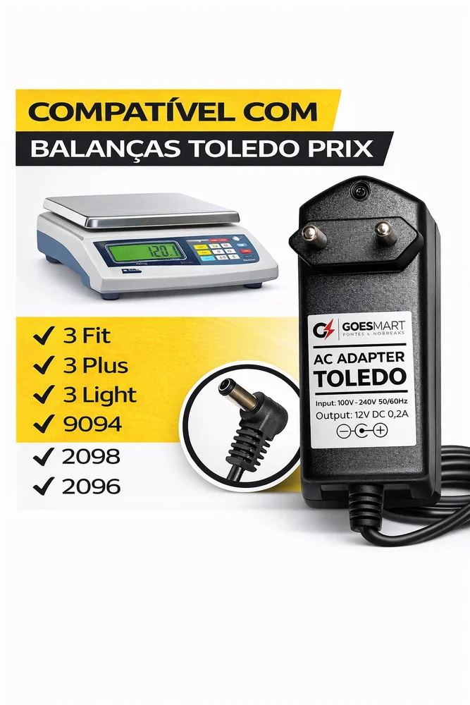 Imagem 4 de 5 do produto Fonte Carregador 12v 0,2a Compatível  Balança ToLEDo Prix
