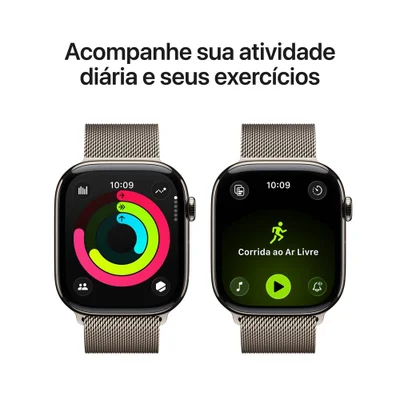 Apple Watch Series 11 Gps + Cellular - Caixa Natural De Titânio – 46 Mm - Pulseira Natural Estilo Milanês – P/m — foto 2