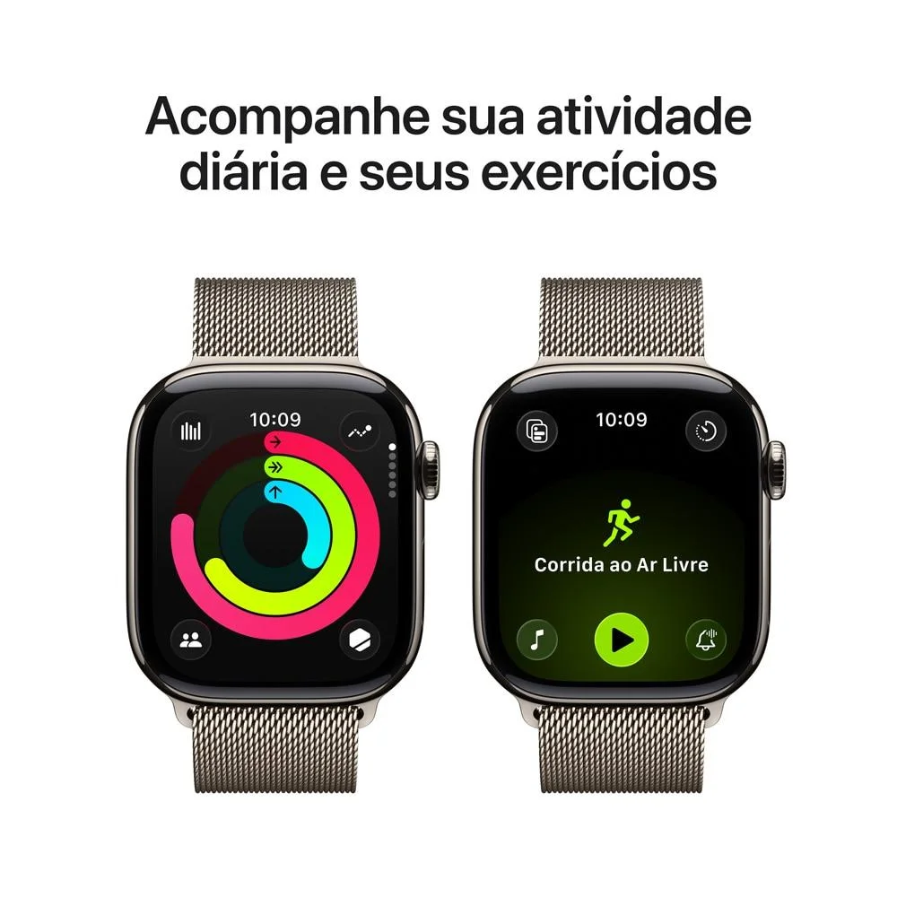 Imagem 2 de 5 do produto Apple Watch Series 11 Gps + Cellular - Caixa Natural De Titânio – 42 Mm - Pulseira Natural Estilo Milanês