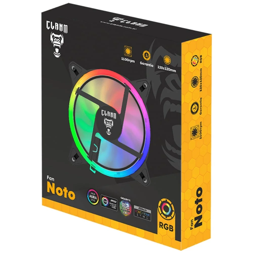 Cooler Fan Para Gabinete Noto Molex 4pin Preto Ventoinha Clanm Gamer 5