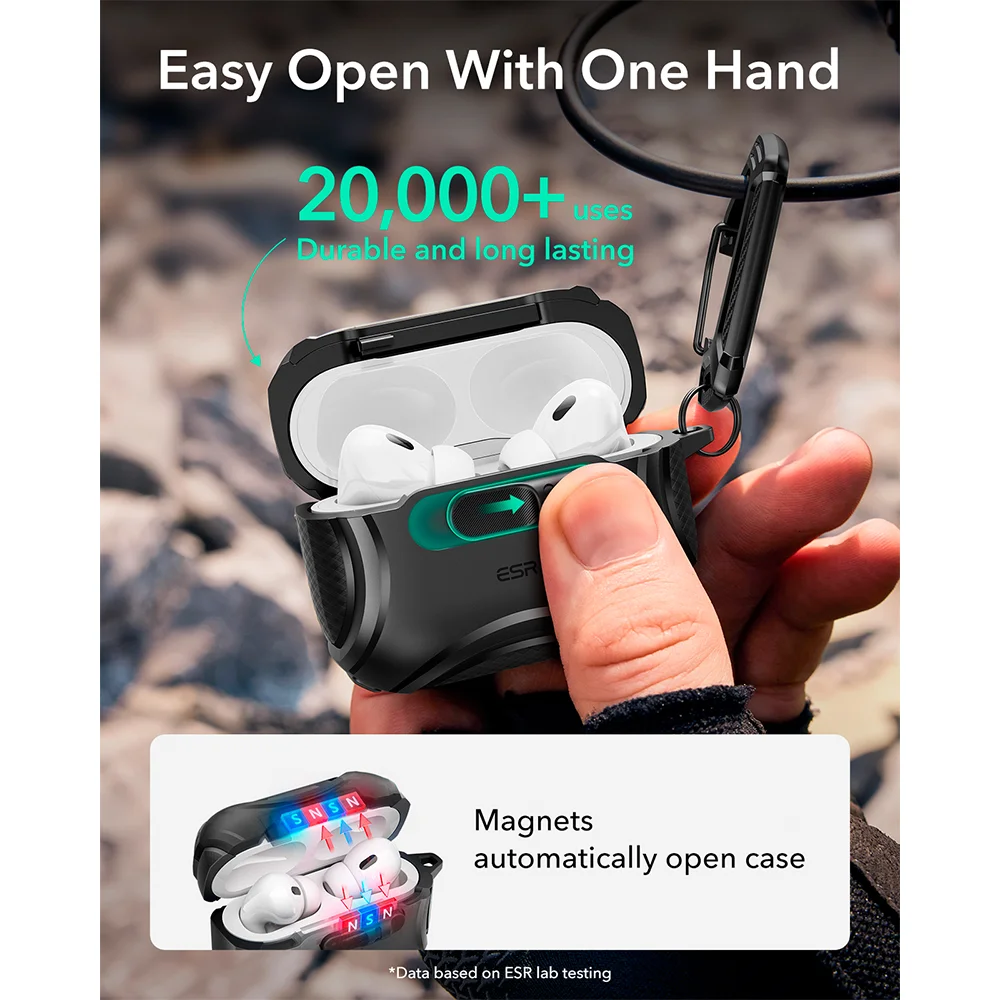 Imagem 5 de 5 do produto Esr Cyber Flicklock Case Airpods Pro 2025 Anti-queda Preto