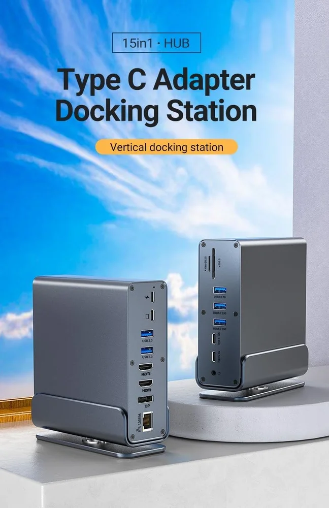 Imagem 4 de 5 do produto Dock Station 15 Em 1 Usb-c Com Portas Dp HDMI Sd/tf Macbook Pro/air