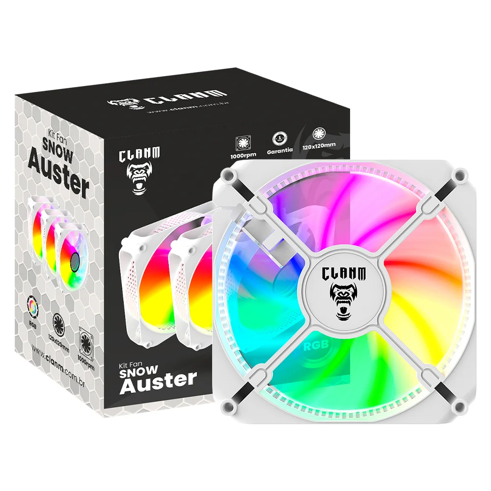 Imagem 3 de 5 do produto Kit 3 Fans RGB Clanm Snow Auster