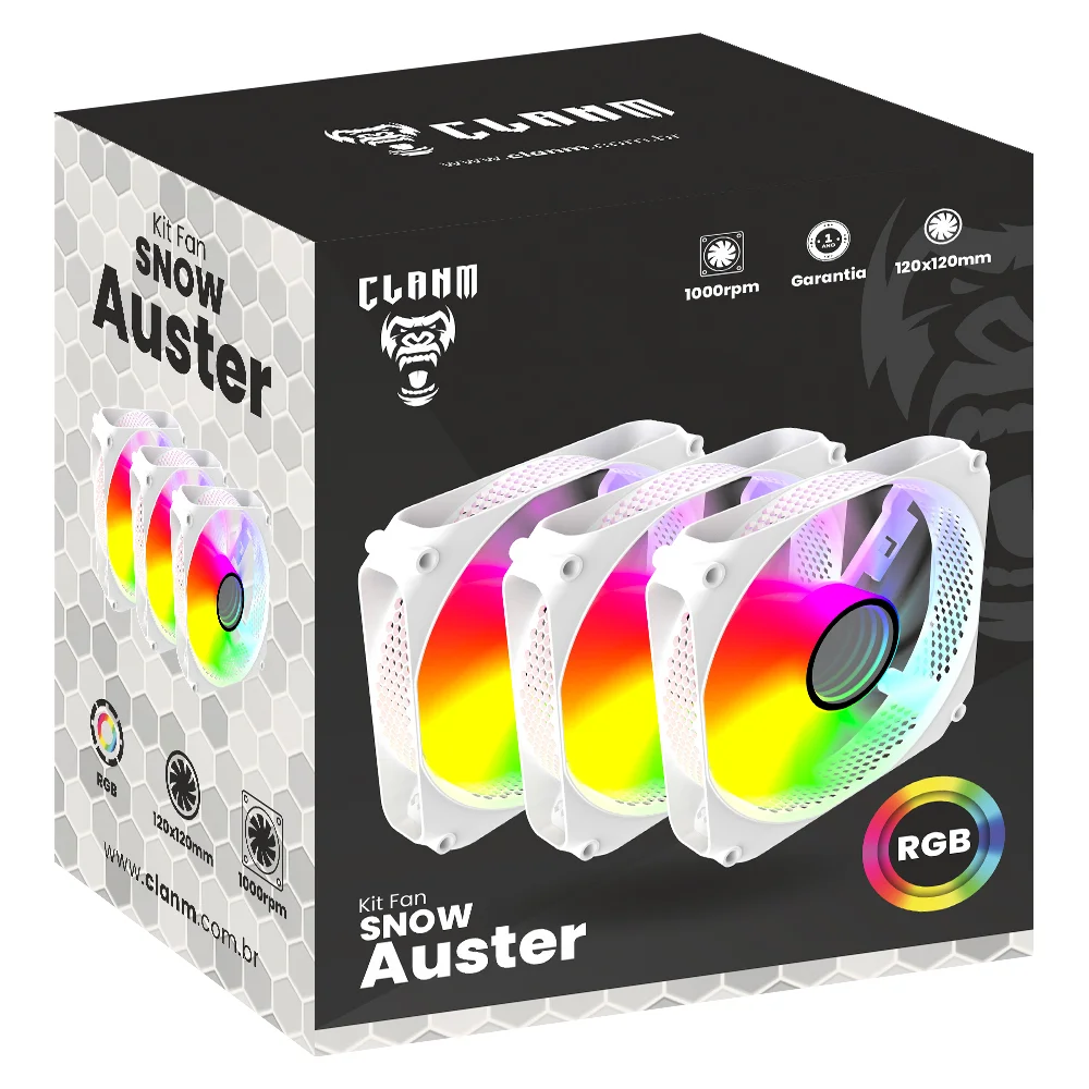 Imagem 4 de 5 do produto Kit 3 Fans RGB Clanm Snow Auster
