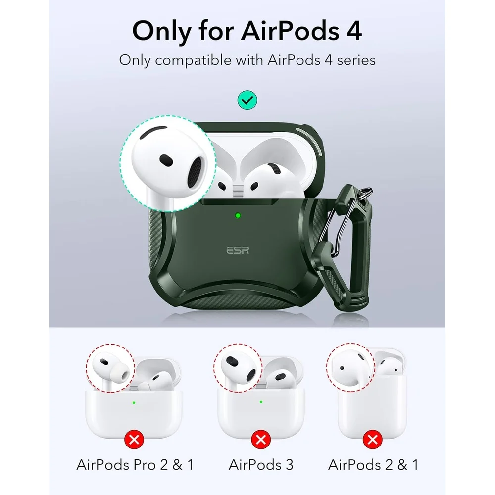 Imagem 4 de 5 do produto Capa Esr Airpods 4 Geração Magsafe Proteção Quedas Verde