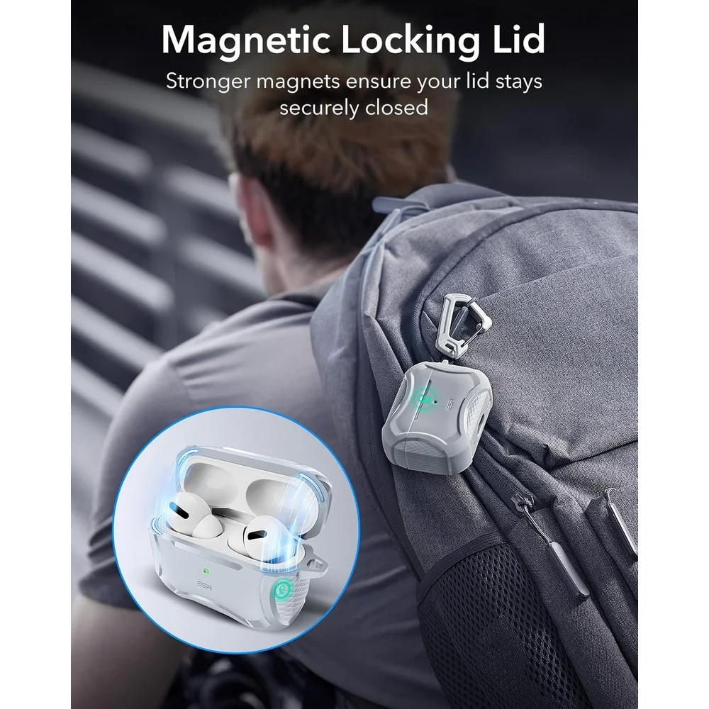 Imagem 3 de 5 do produto Capa Esr Airpods Pro 2 Magsafe Anti-queda Magnética Cinza