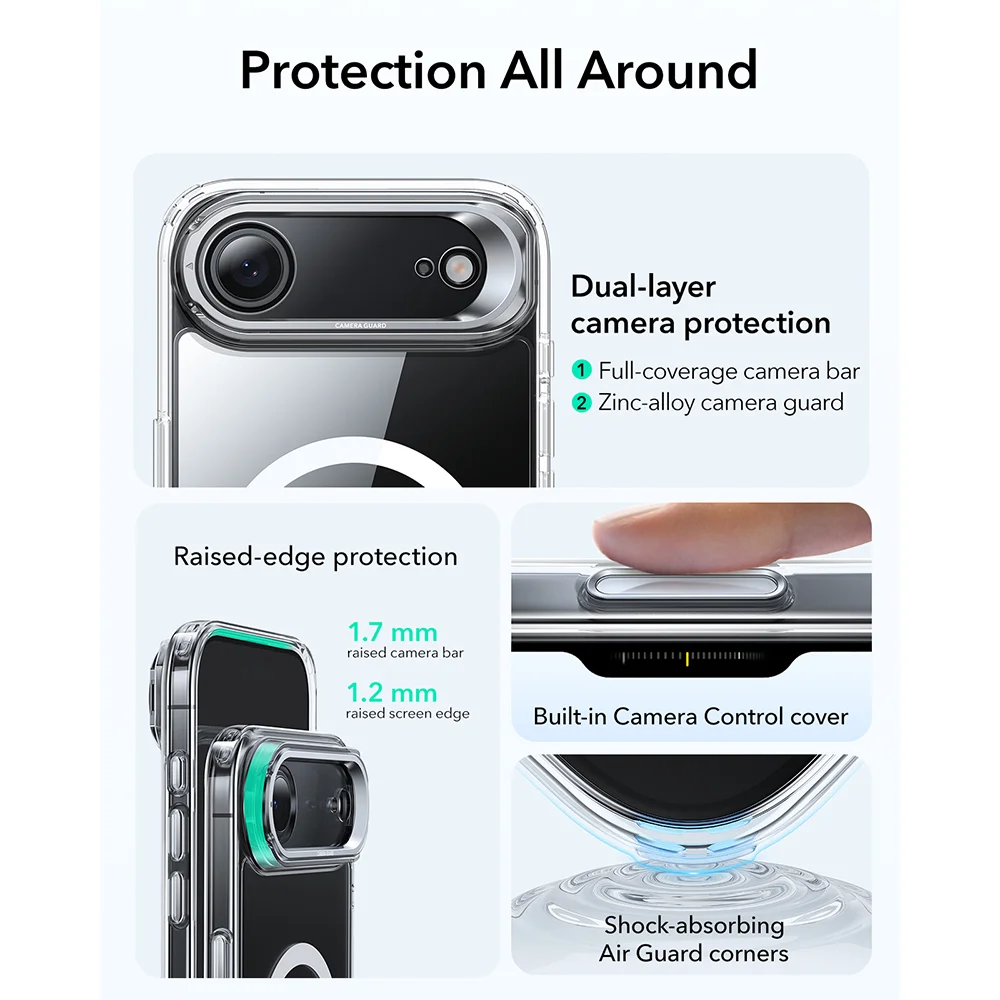 Imagem 3 de 5 do produto Capa Esr Iphone 17 Halolock Híbrida Suporte Transparente