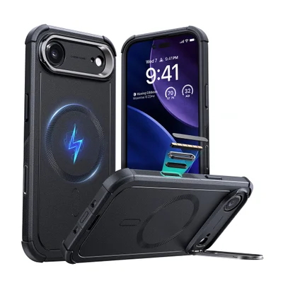 Capa Esr Iphone 17 Air Halolock Cyber Armor Suporte Preto