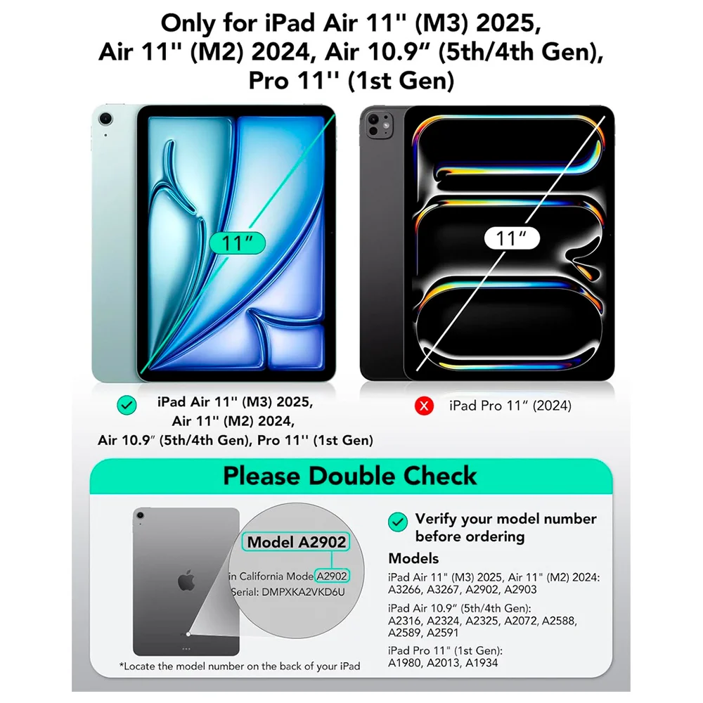 Imagem 2 de 5 do produto Capa Esr Para Ipad Air 11 Pol M3 M2 5ª 4ª Geração Preta