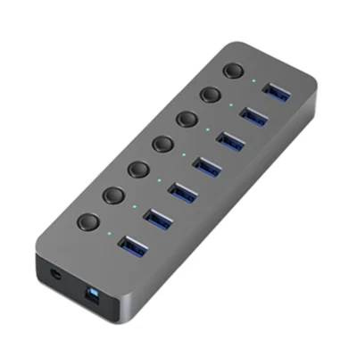 Hub 7 Portas Usb 3.0 Com Switches Individuais - Preto