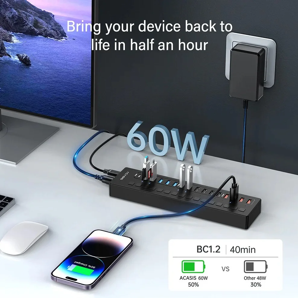 Imagem 3 de 5 do produto Hub Com Carregamento Usb-a/usb-c 3.0 16 Portas