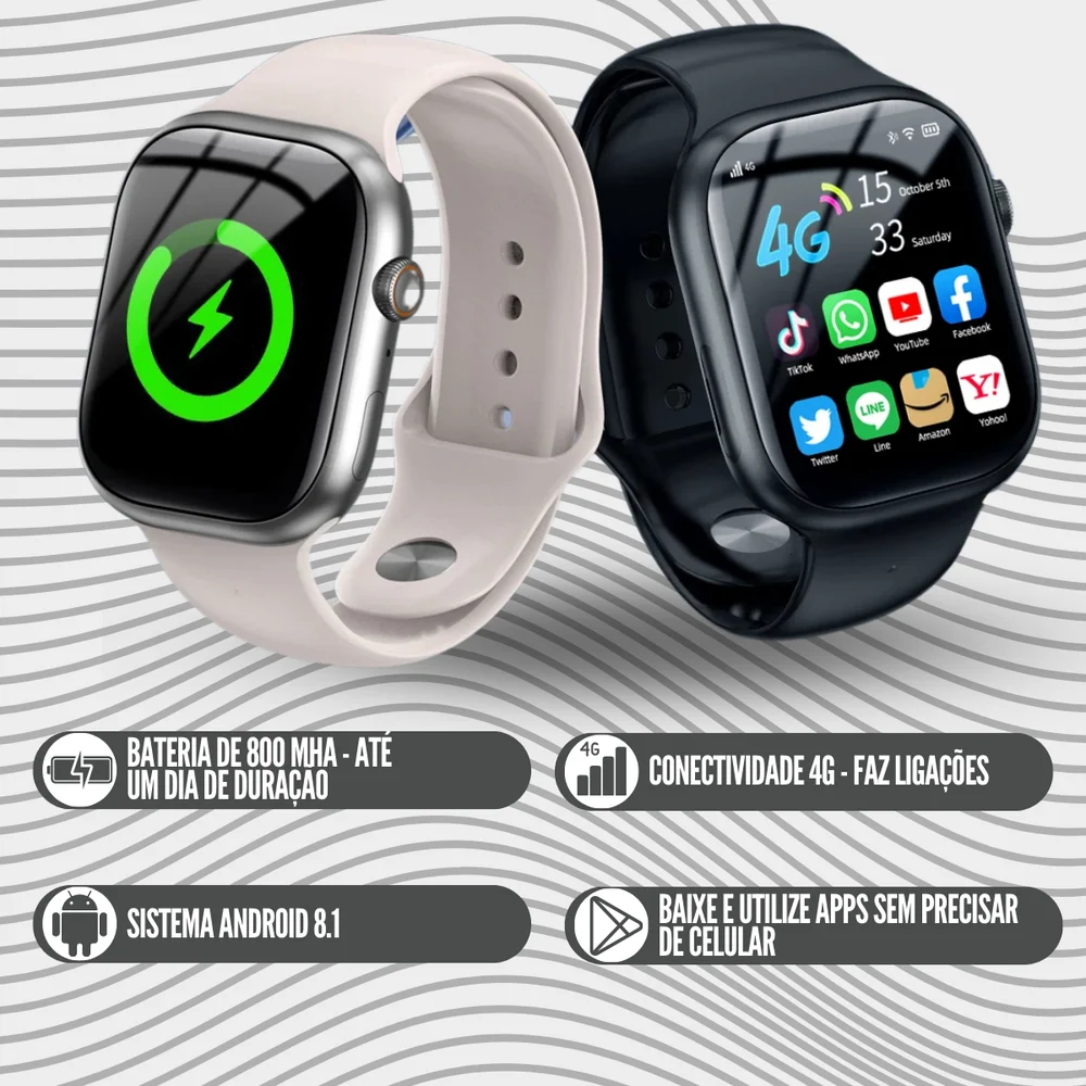 Relógio Smartwatch 4g Horizon Lite AmoLED C/câmera Giratória Preto 6