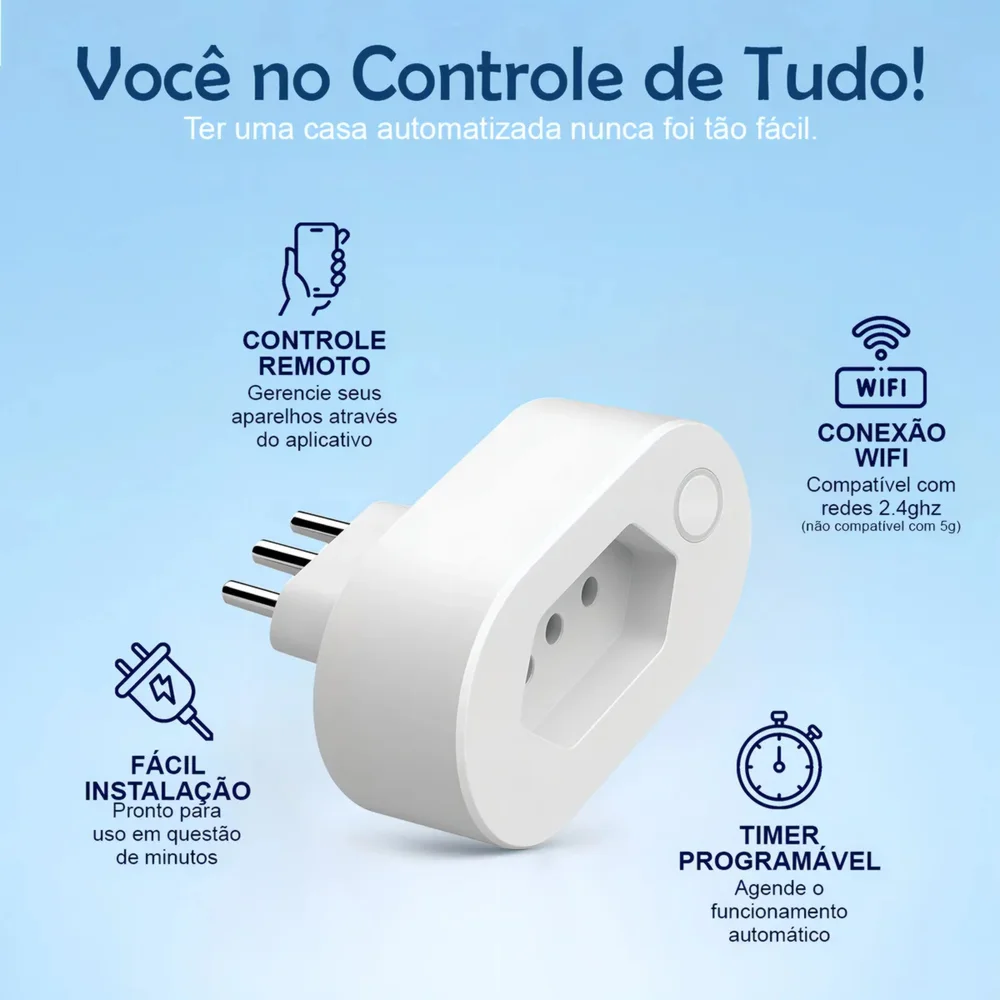 Imagem 2 de 5 do produto Tomada Inteligente Wi Fi Bivolt Smart Plug Com Monitor De Consumo Automação Residencial 16a