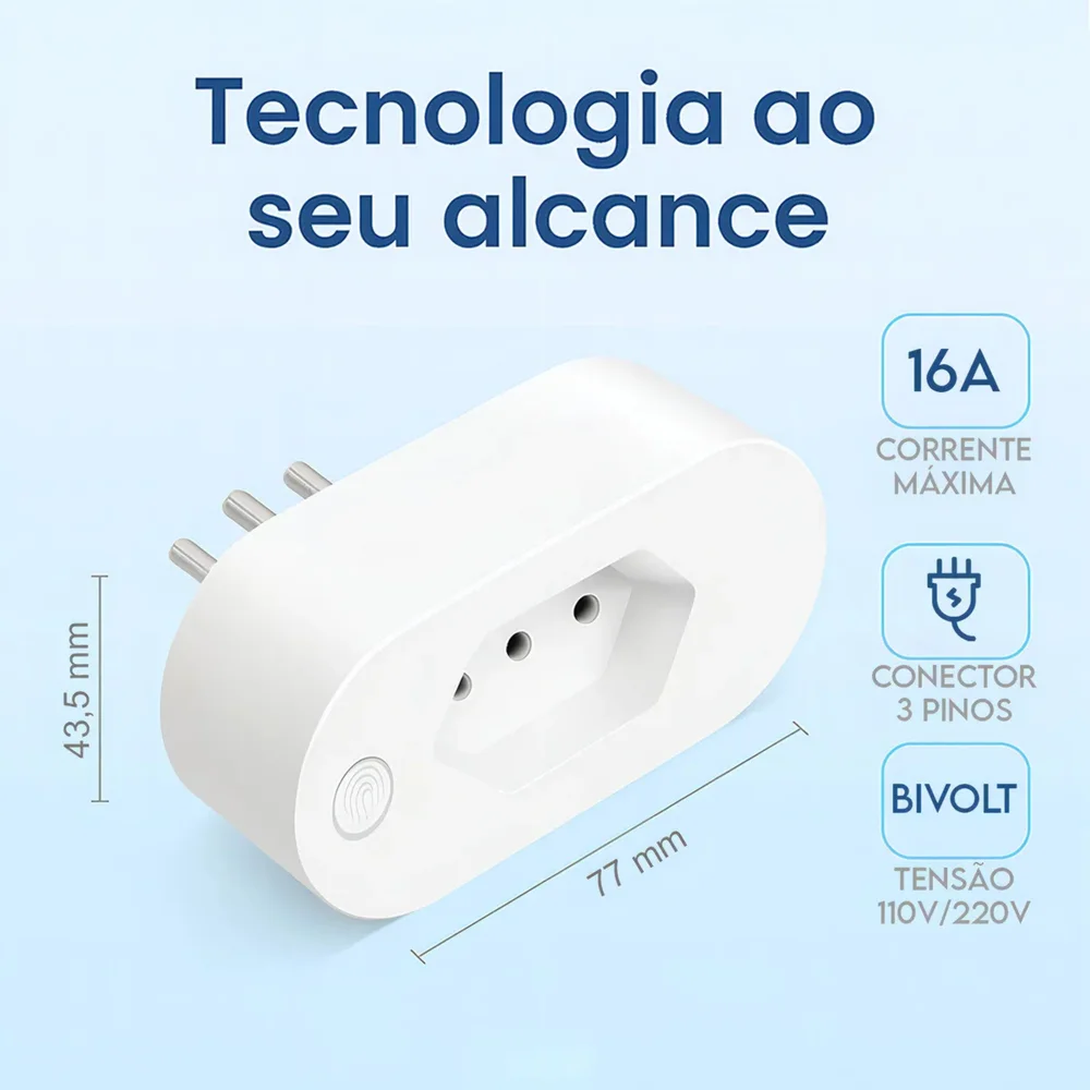 Imagem 4 de 5 do produto Tomada Inteligente Wi Fi Bivolt Smart Plug Com Monitor De Consumo Automação Residencial 16a