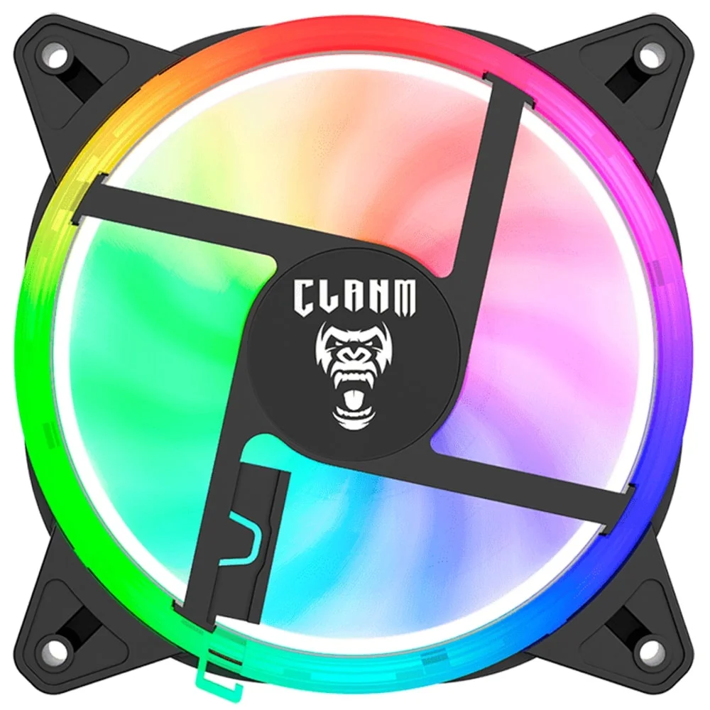 Kit 3 Cooler Fans RGB Noto 4pin Molex Rainbow Ventoinhas Clanm Gamer 6